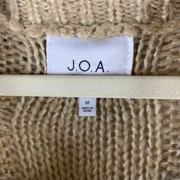 J.O.A. Tan Marled Chunky Cable Knit Turtleneck Sweater Size Medium Neutral - Picture 6 of 8